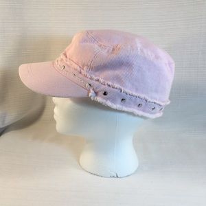 Light Pink Corduroy Cap Embellished w Silver Brads